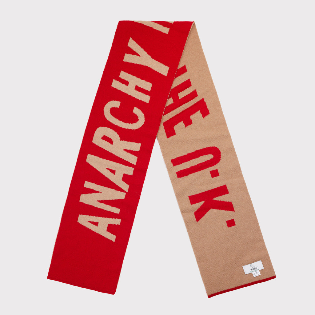 red and camel sex pistols anarchy in the uk wool scarf by hades