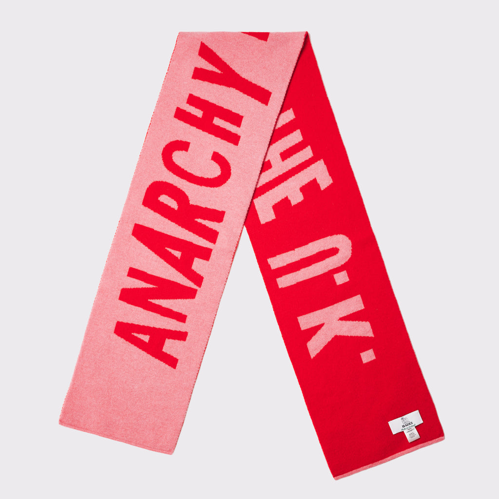 pink and red sex pistols anarchy in the uk wool scarf by hades