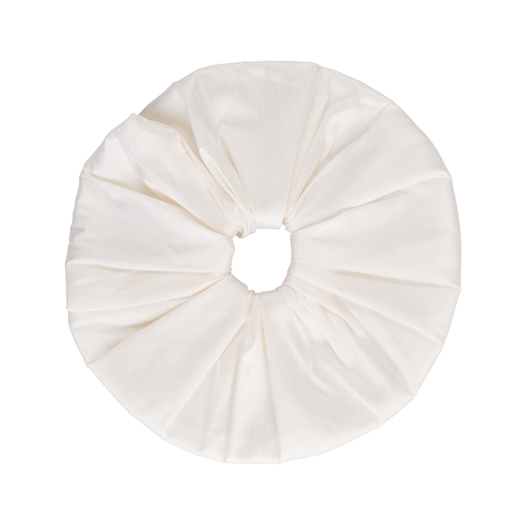 porcelain ivory white frill silk scrunchie by Home of Hai