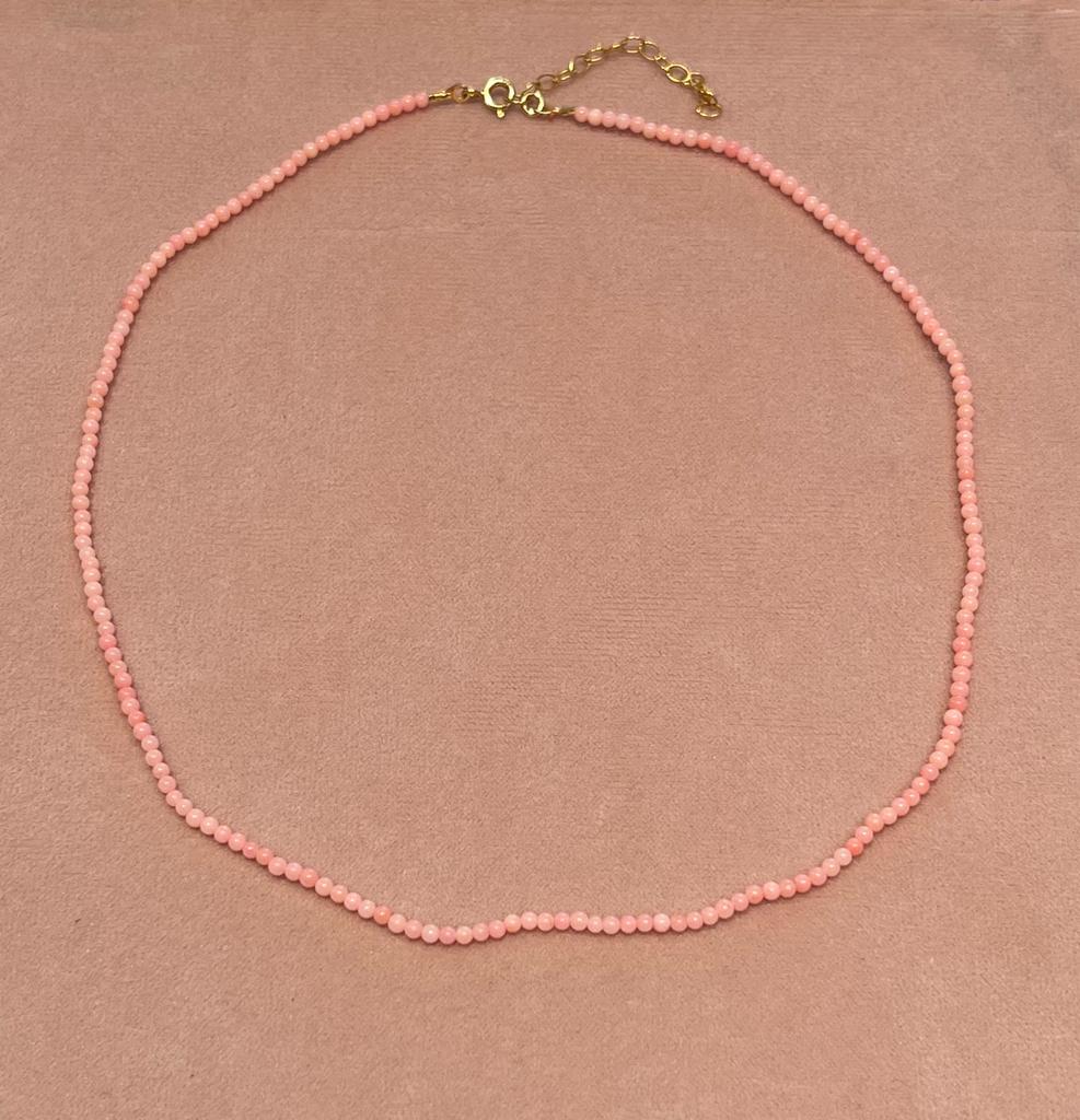 pink coral beaded necklace by Hermina Athens