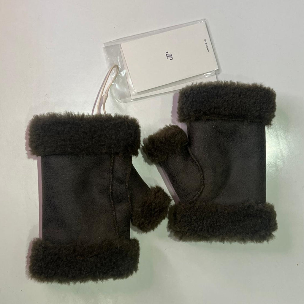 jakke SANDY Faux Shearling Gloves khaki dark green