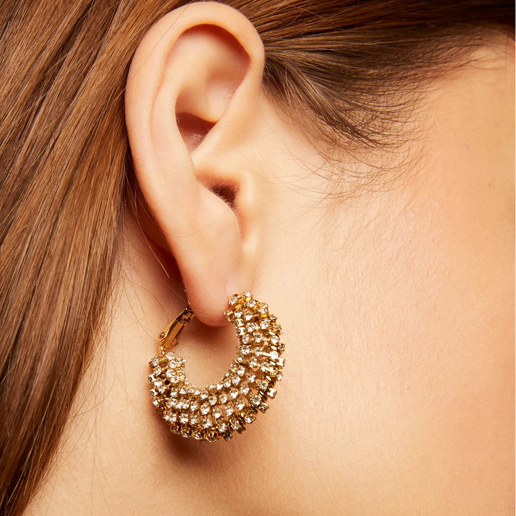 GAS BIJOUX IZZIA STRASS SMALL HOOP EARRINGS RHINESTONE CRYSTAL