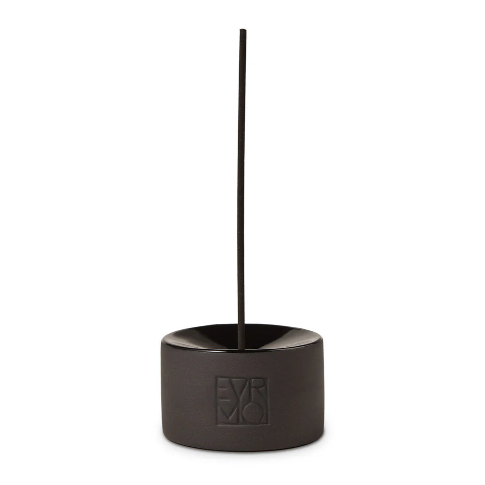 evermore black clay porcelain incense holder logo