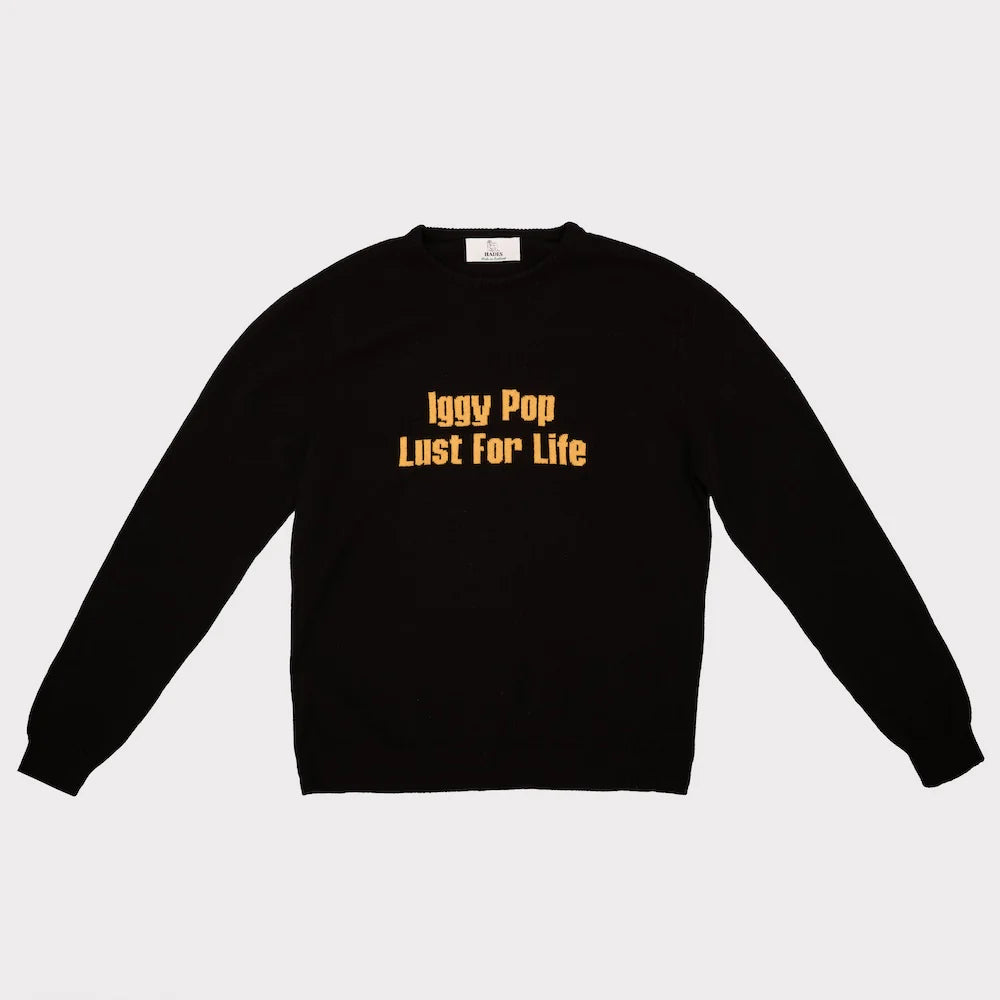 HADES Iggy Pop 'Lust for Life' Unisex/Men's Jumper black with yellow writing