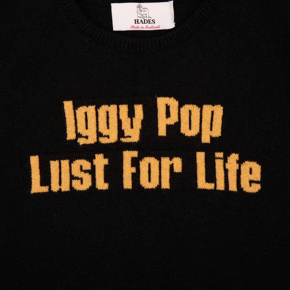 HADES Iggy Pop 'Lust for Life' Unisex/Men's Jumper black with yellow writing