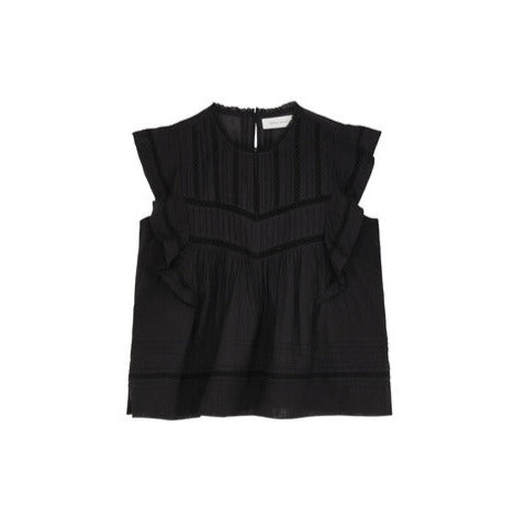 black cotton ruffle Mirabelle blouse top by Skall Studio