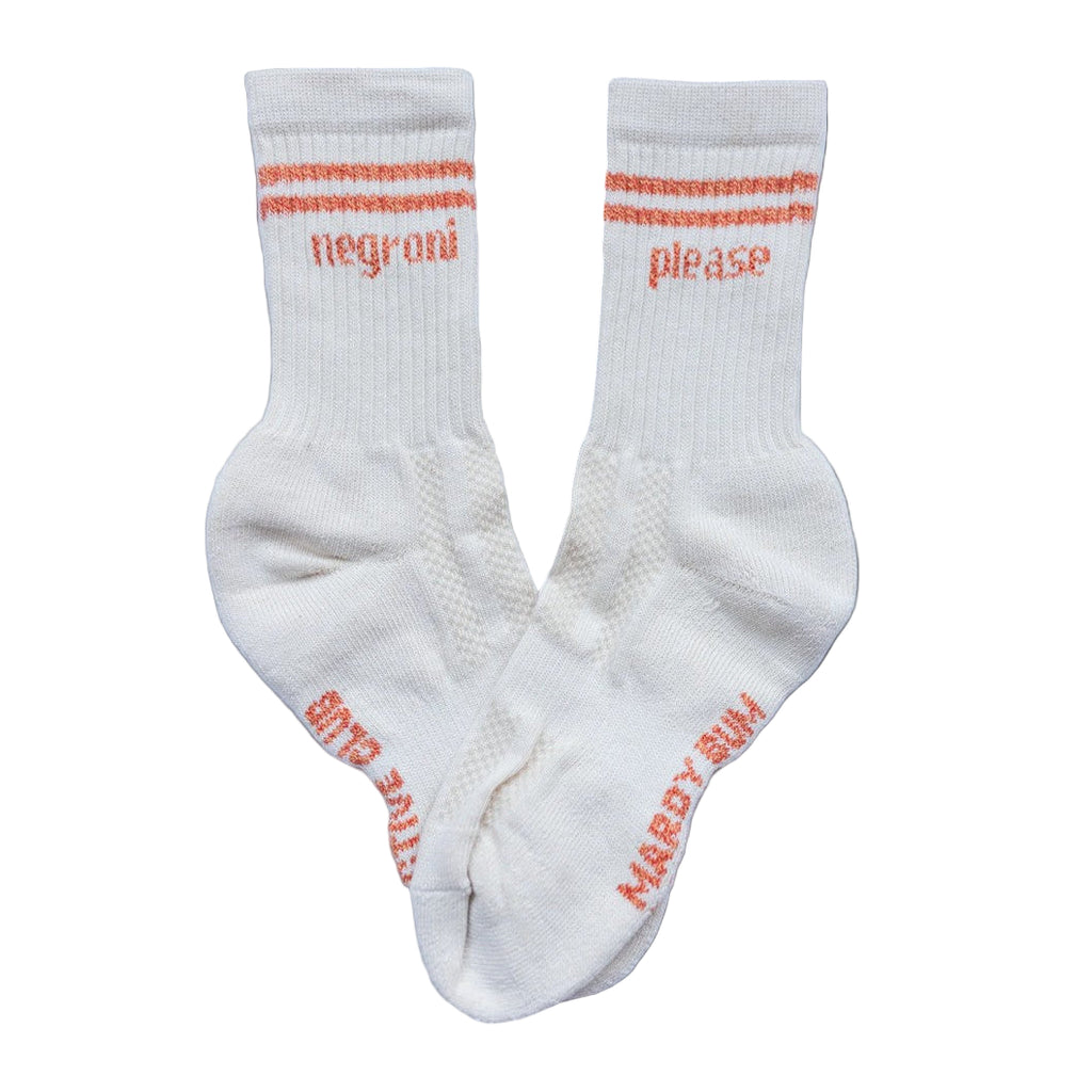 NEGRONI PLEASE cream slogan socks by Mardy Bum Active Club