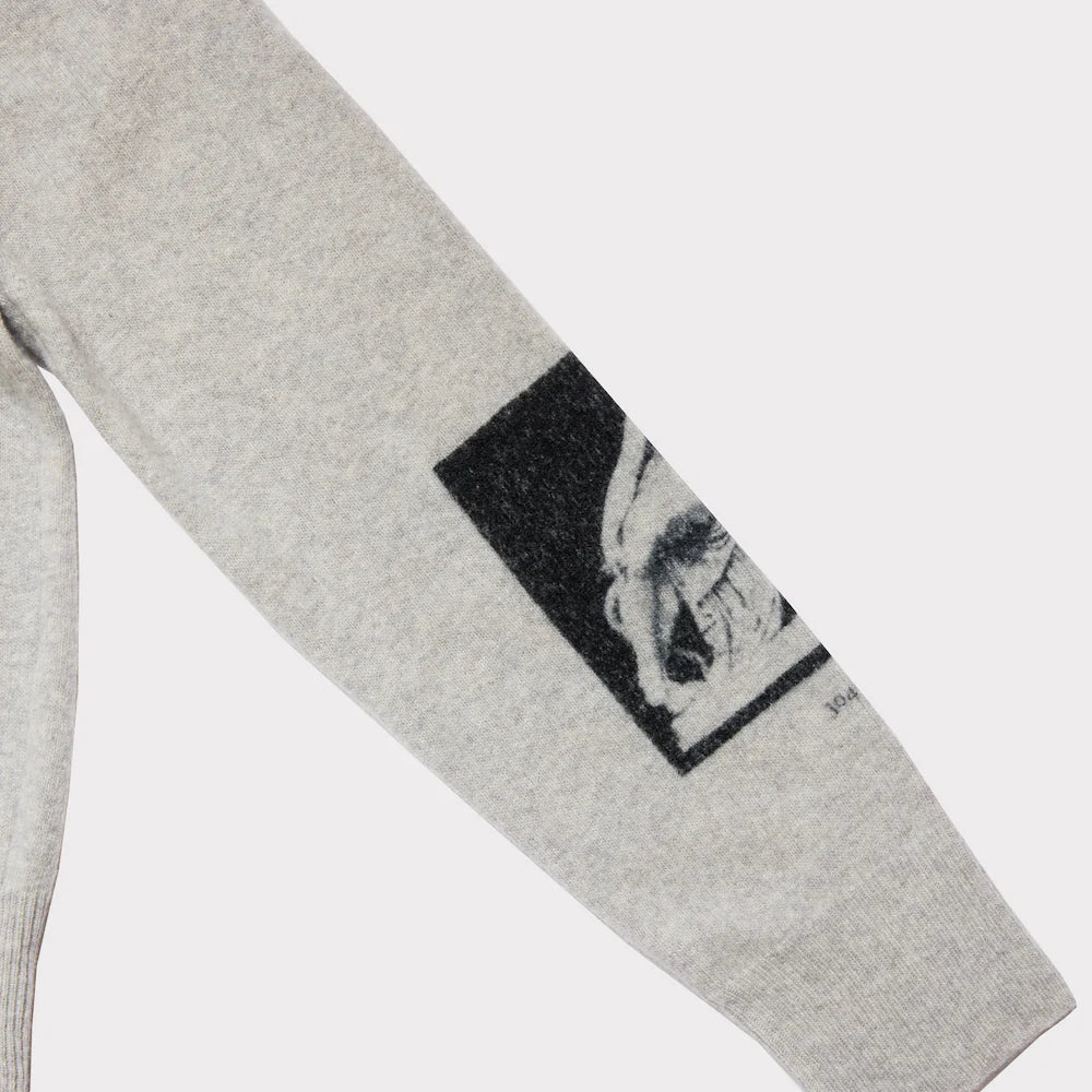 HADES Narcissus Cardigan Slate and Black printed with Greek mythology statues Narcissus Ariadne Venus de Milo as worn by Paul Mescal Gladiator