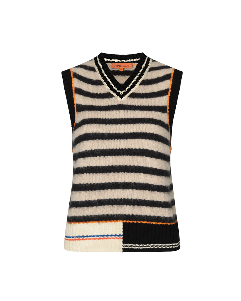 multi colour color stripe V neck vest top by Stine Goya