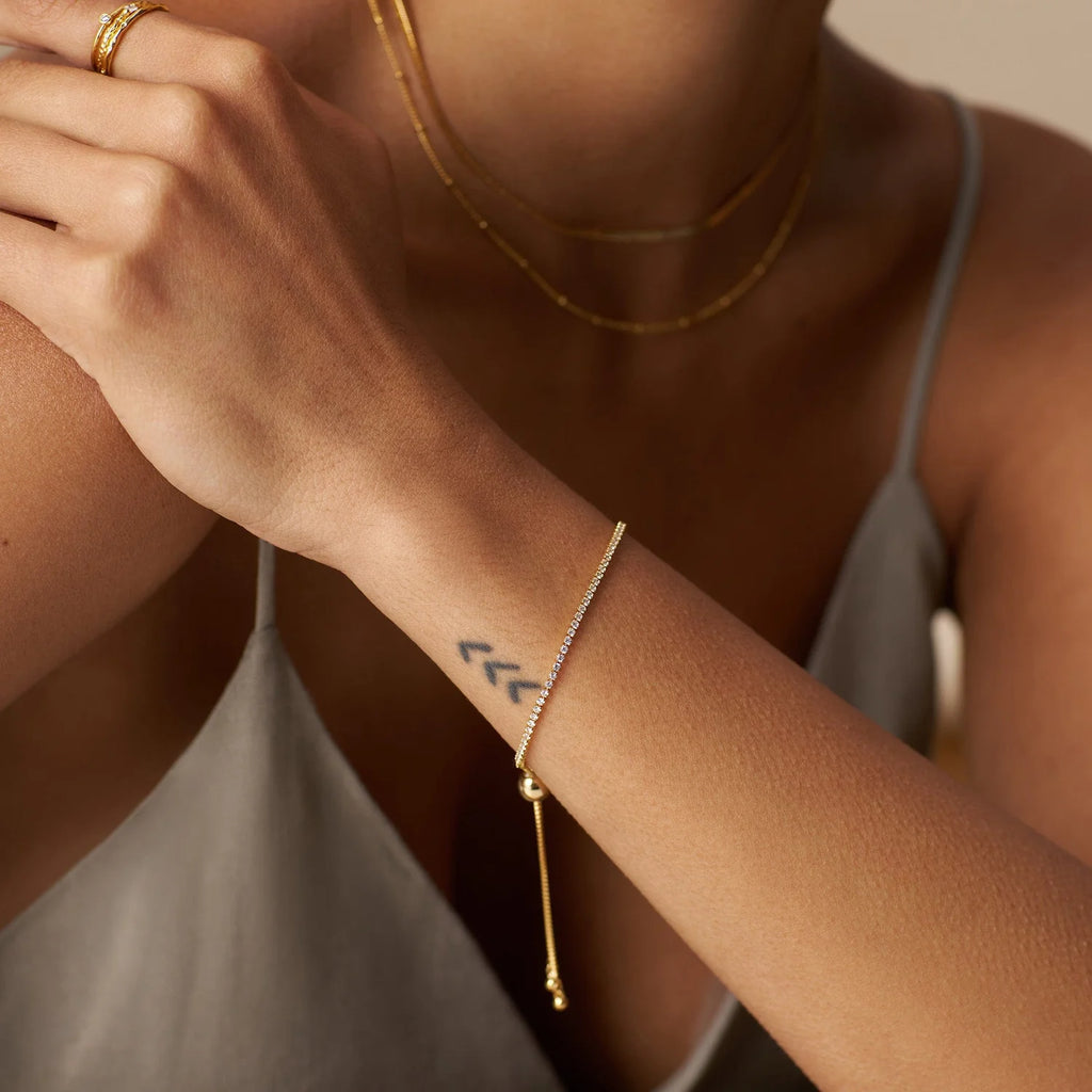 orelia Fine Crystal Tennis Slider Bracelet Gold