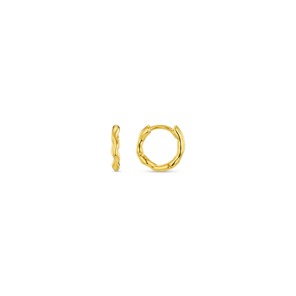 ORELIA Organic Round Wave Huggie Hoop Earrings GOLD