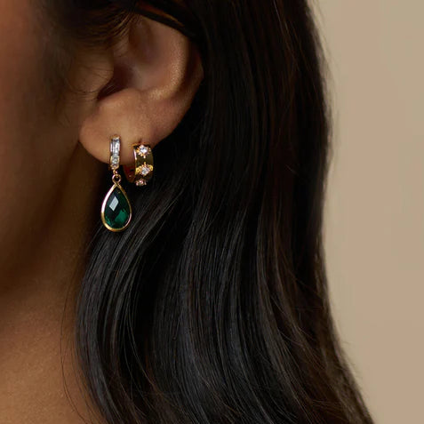 orelia Starburst Embellished Huggie thick chunky Hoop Earrings Gold