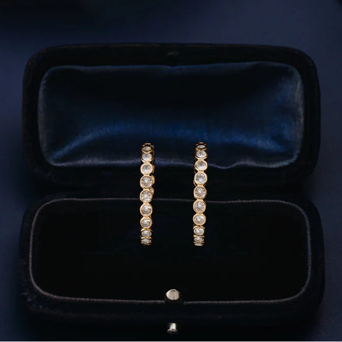 orelia Crystal Tennis Mid-Size Hoop Earrings Gold