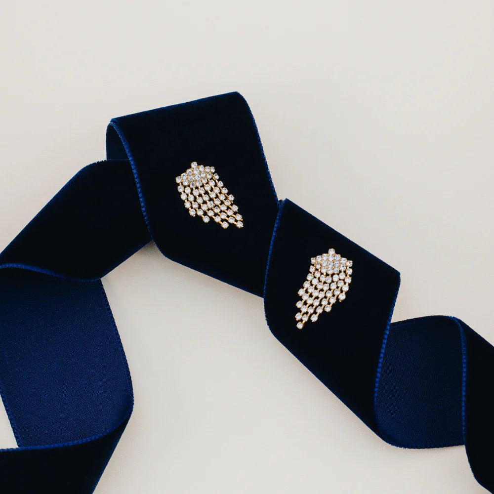 orelia Mini Waterfall Cupchain crystal fringe drop Earrings gold