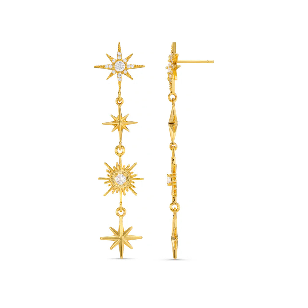 orelia Statement Crystal Starburst Drop Earrings Gold