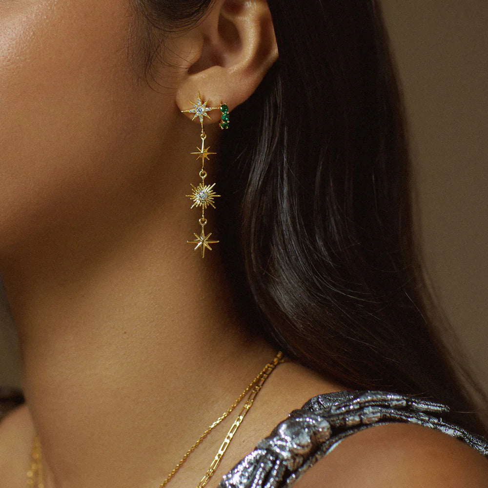 orelia Statement Crystal Starburst Drop Earrings Gold