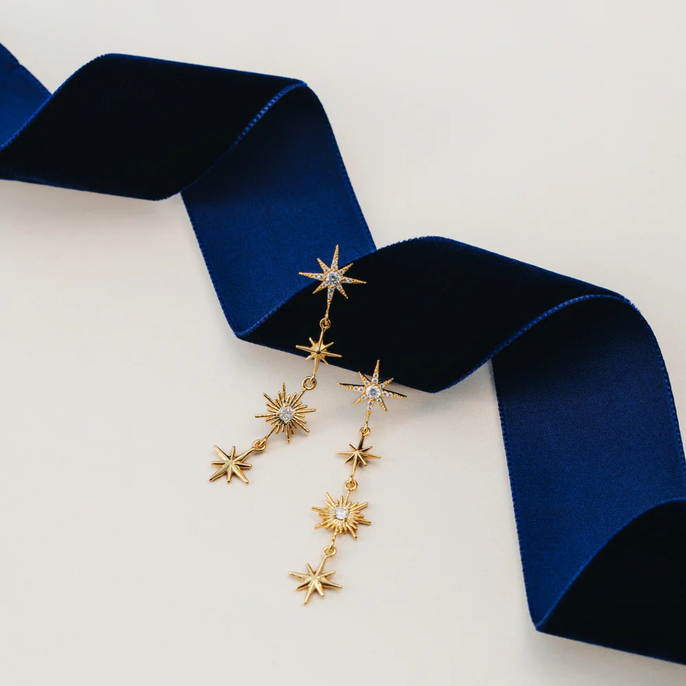 orelia Statement Crystal Starburst Drop Earrings Gold