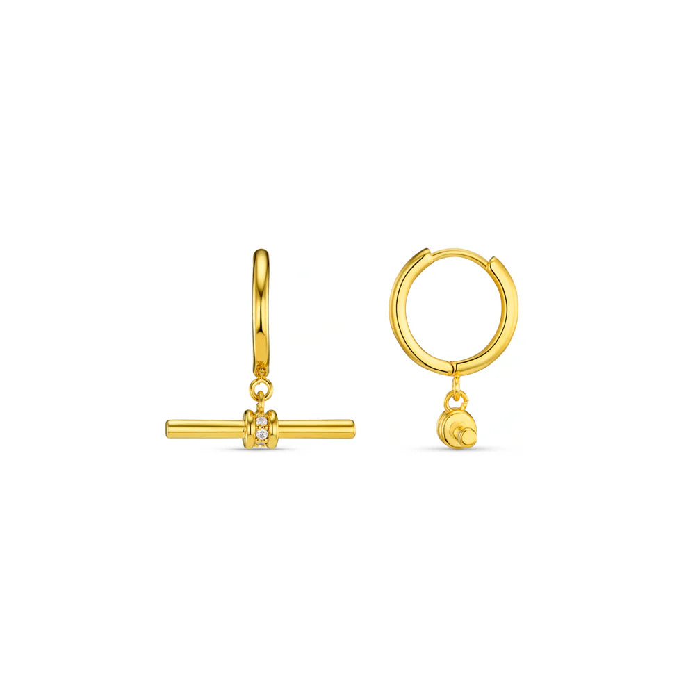 ORELIA Crystal Detail T-Bar Hoop Earrings Gold