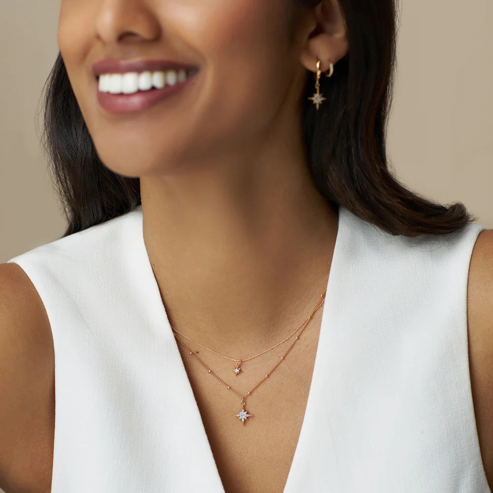 orelia Micro Starburst Fine Collar Necklace Gold