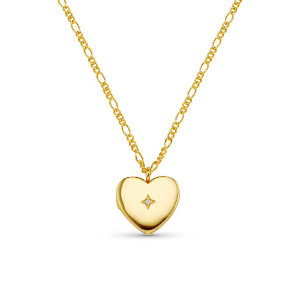 Orelia Crystal Heart Locket Necklace Gold