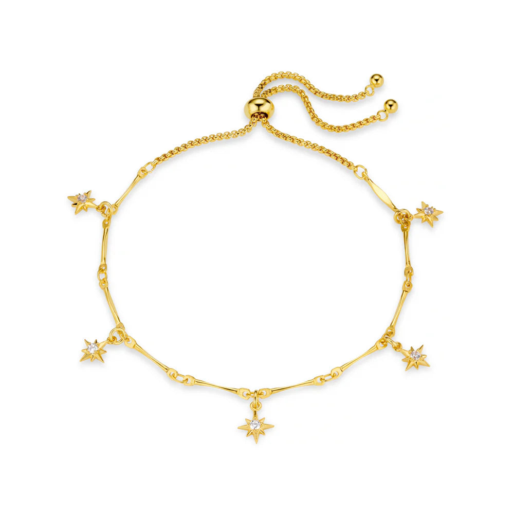 orelia Crystal Starburst Multi Charm Slider Bracelet Gold