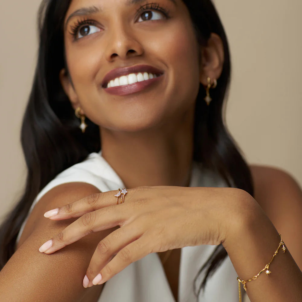 orelia Crystal Starburst Multi Charm Slider Bracelet Gold