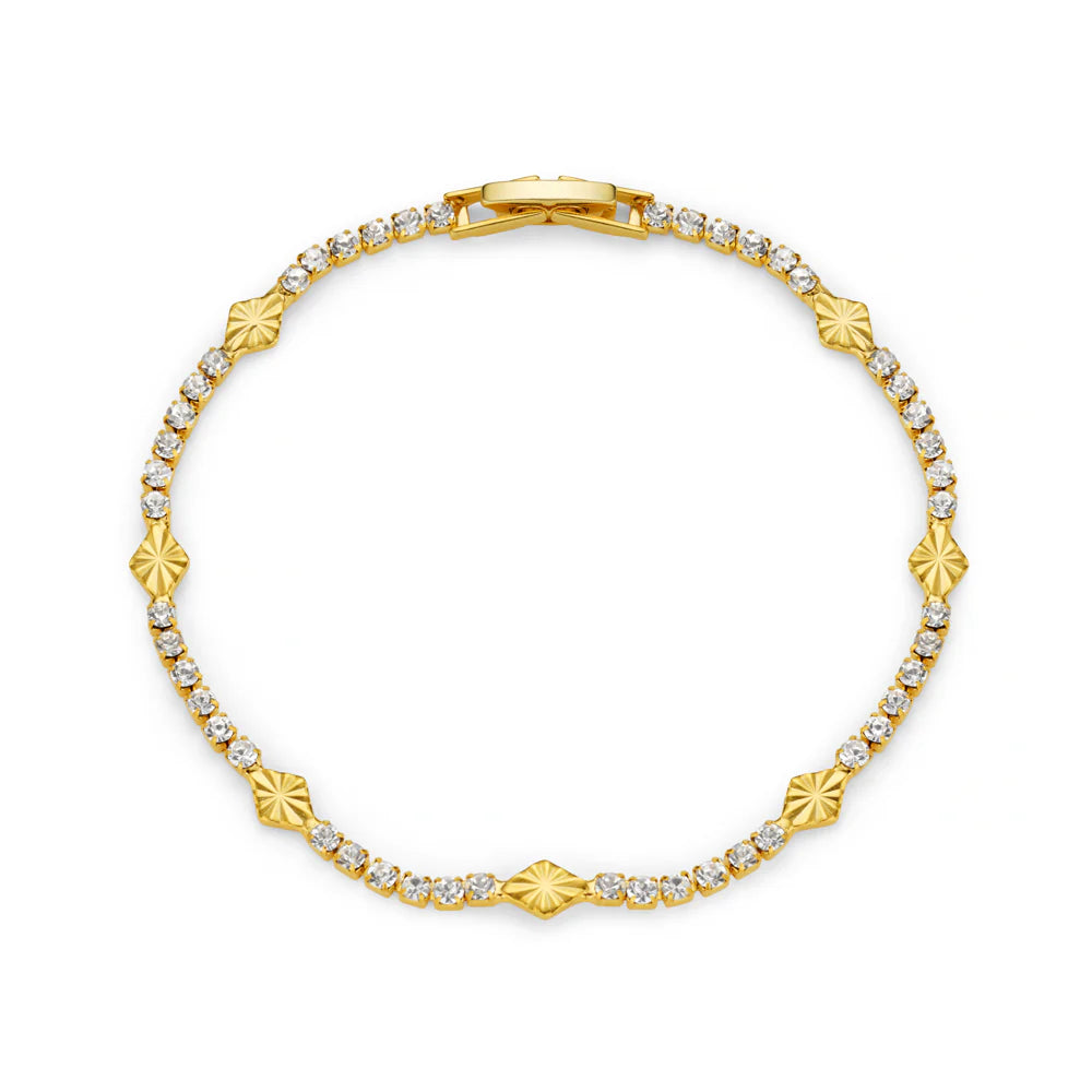 orelia Cupchain and Etched Detail Tennis Bracelet Gold