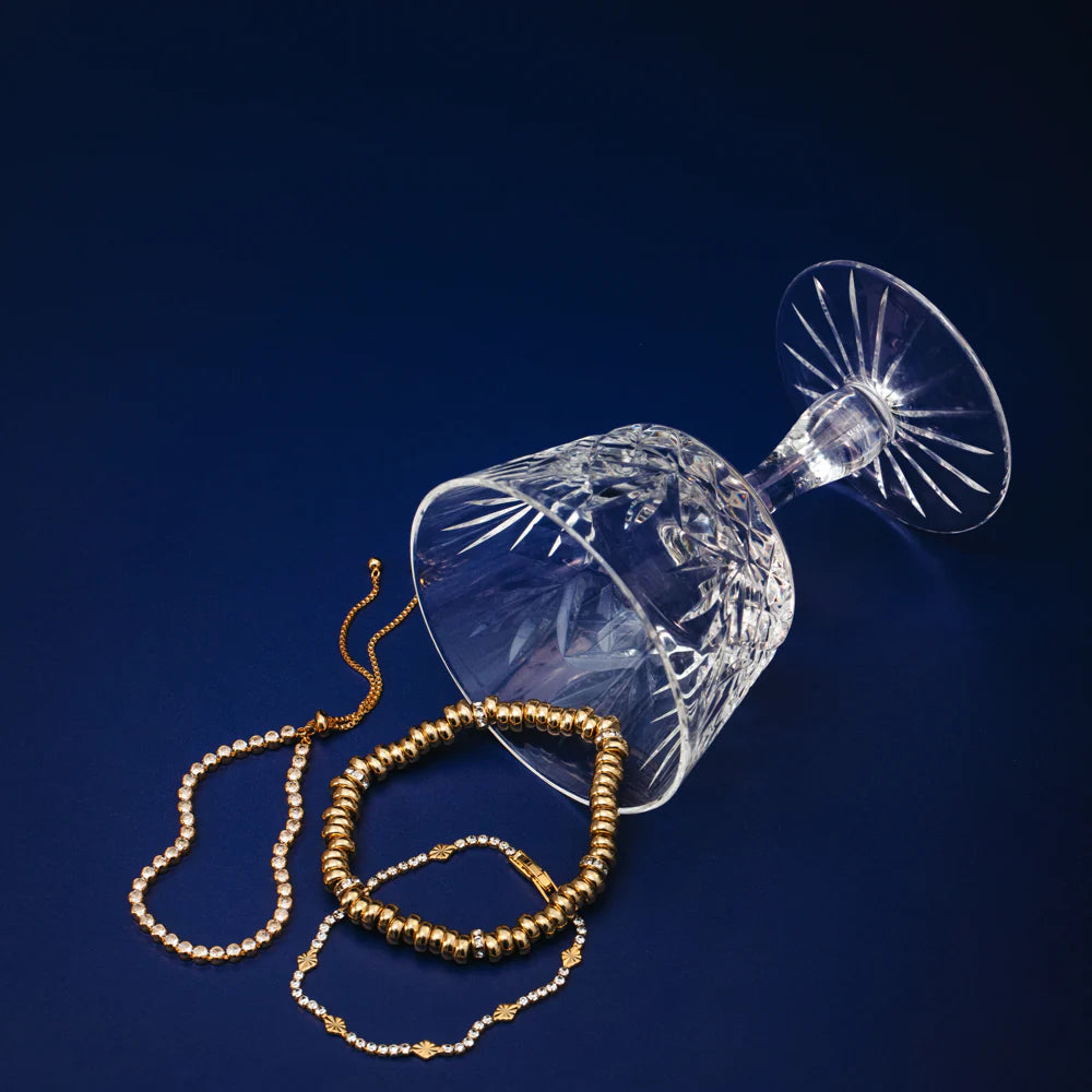 orelia Cupchain and Etched Detail Tennis Bracelet Gold