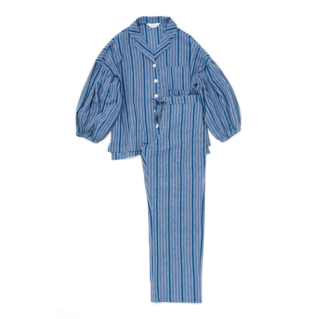 blue stripe luna landing pyjama pj shirt top by welcome to moon 