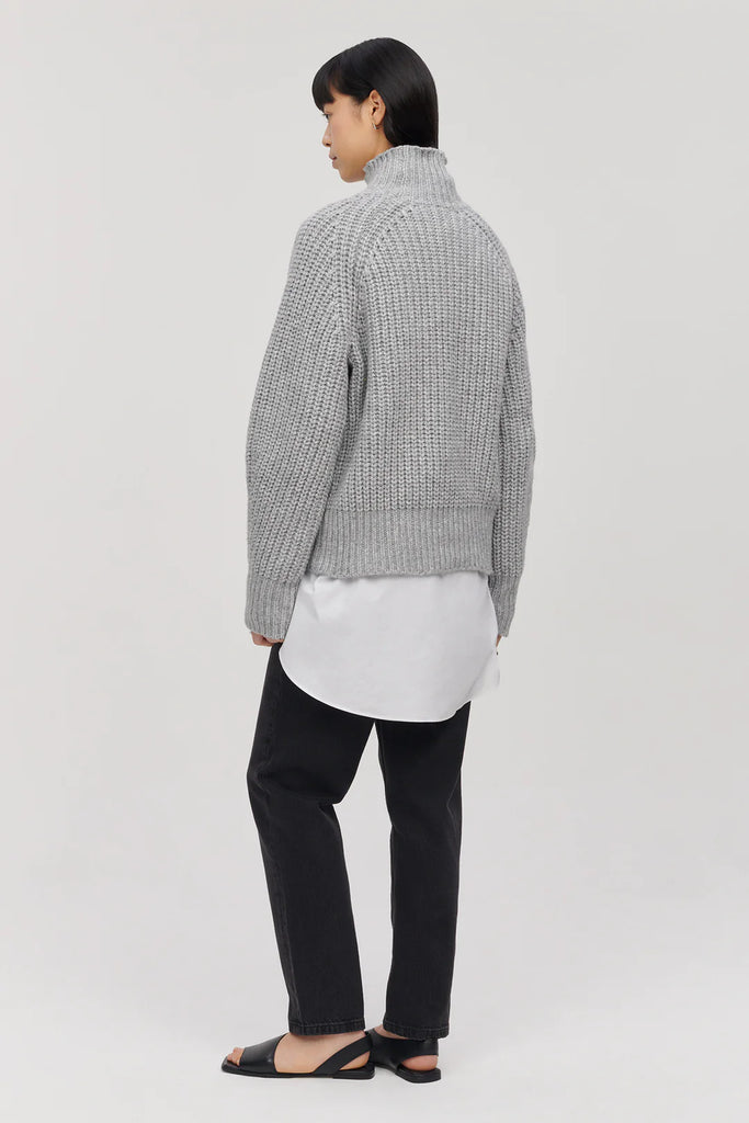 grey ribbed knitted Patsy turtleneck jumper by Jakke