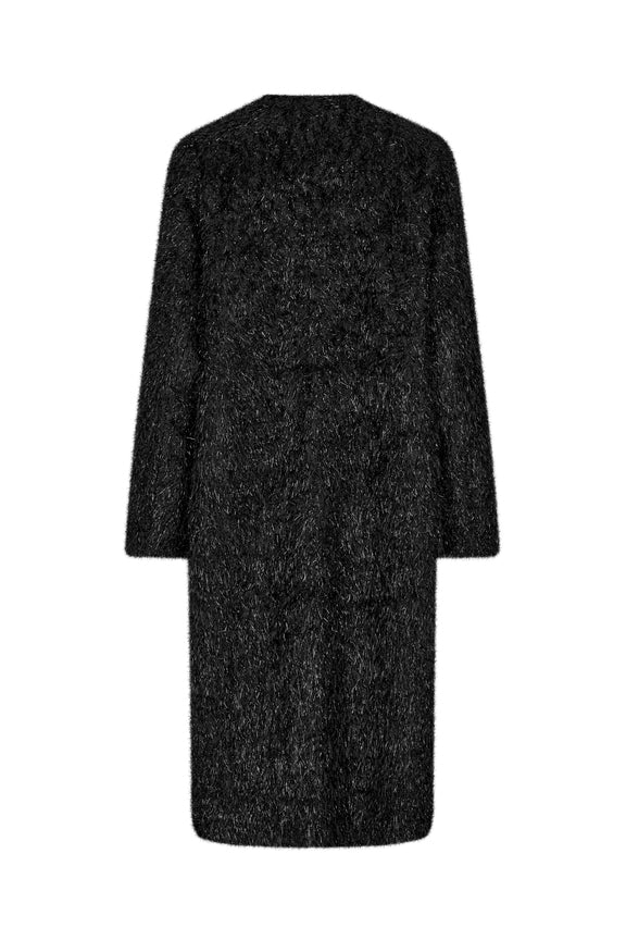 fluffy black mid length Alec opera coat by stine goya