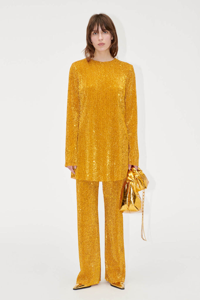 gold sequin long sleeve dress tunic by Stine Goya