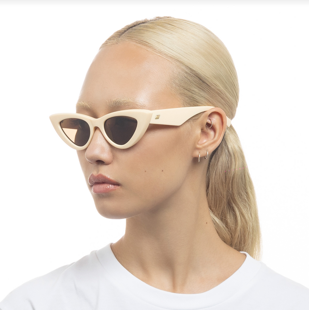 le specs hypnosis cat cats eye sunglasses ivory white cream