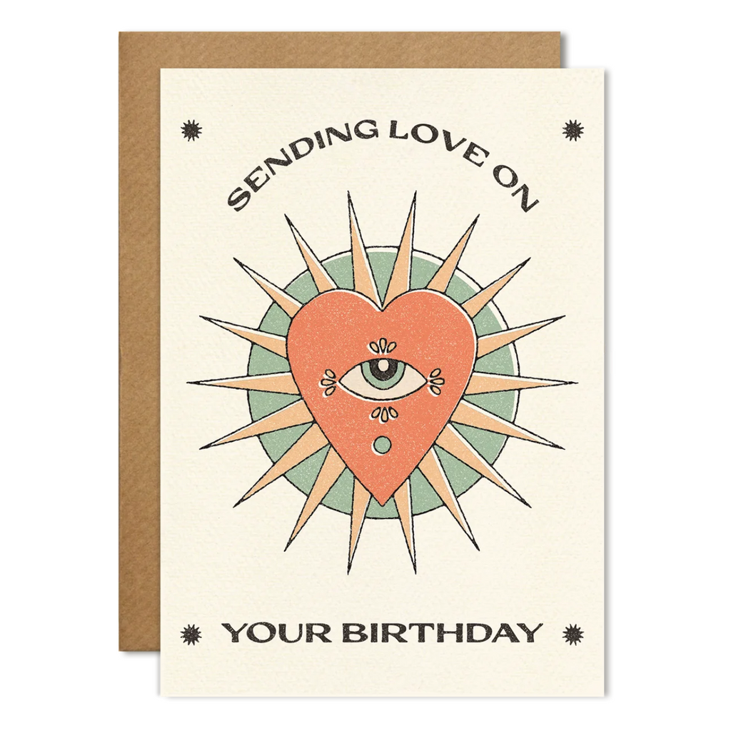 cai & jo sending love on your birthday heart greeting card