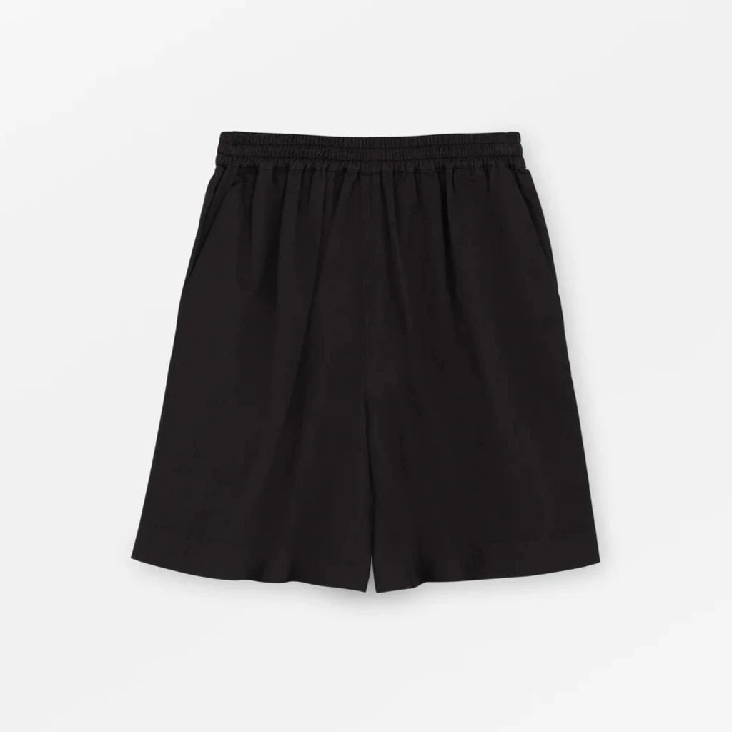 black cotton twill Somerville long knee length shorts by Skall Studio