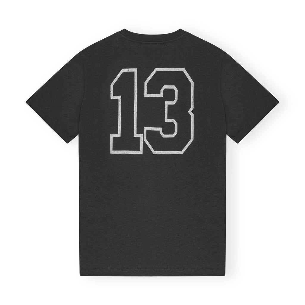 ganni basic cotton relaxed tee t-shirt black phantom witch logo have a nice day!