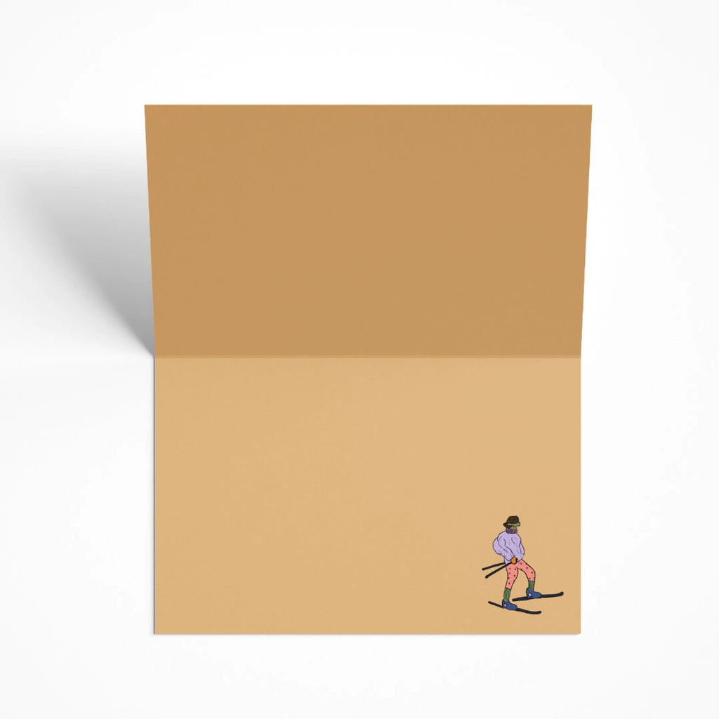 eat the moon Skiing in Viennetta Birthday Greeting Card