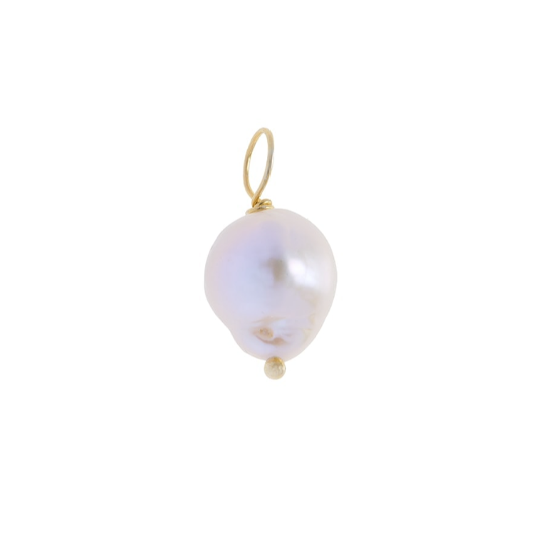 small baroque pearl necklace charm with gold hoop
