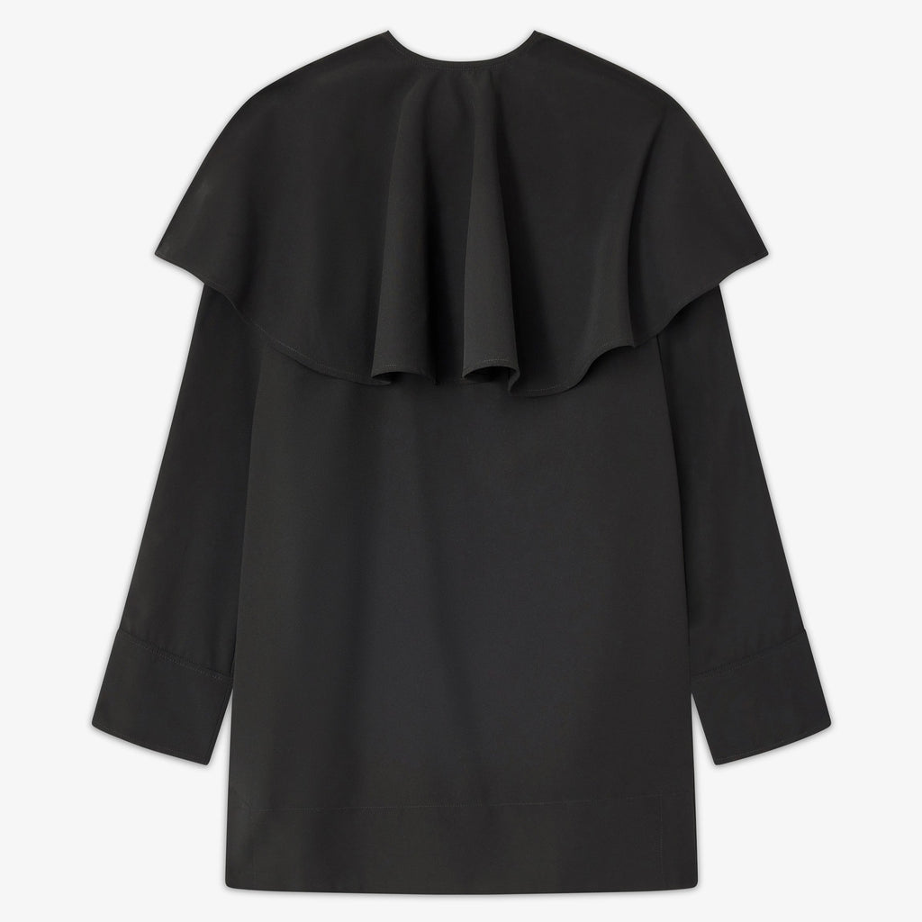 ganni circle collar removable cape mini dress black