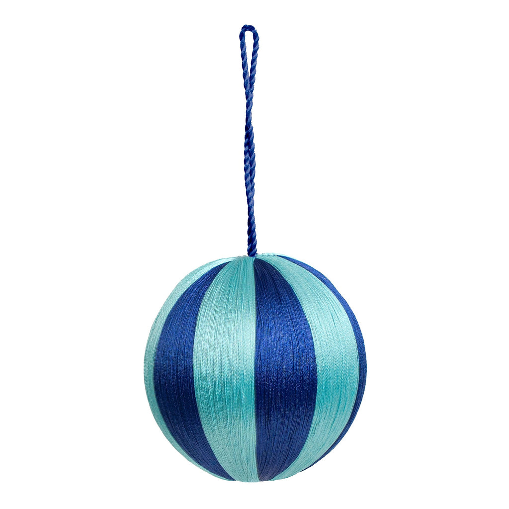 Yod & Co Large Stripe Christmas Bauble midnight Blue & Teal