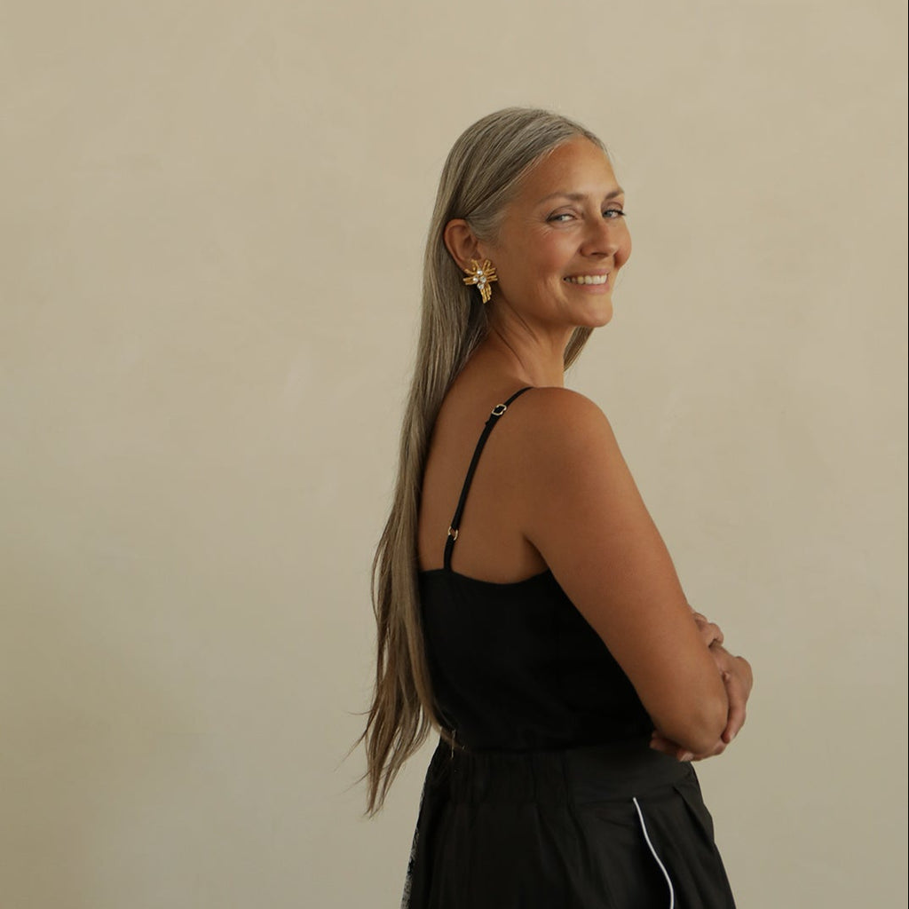 lora gene audrey camisole top in black silk