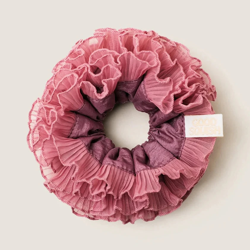 Good Squish BABY B-E-A-UTIFUL beautiful rose pink organza satin oversized scrunchie hair