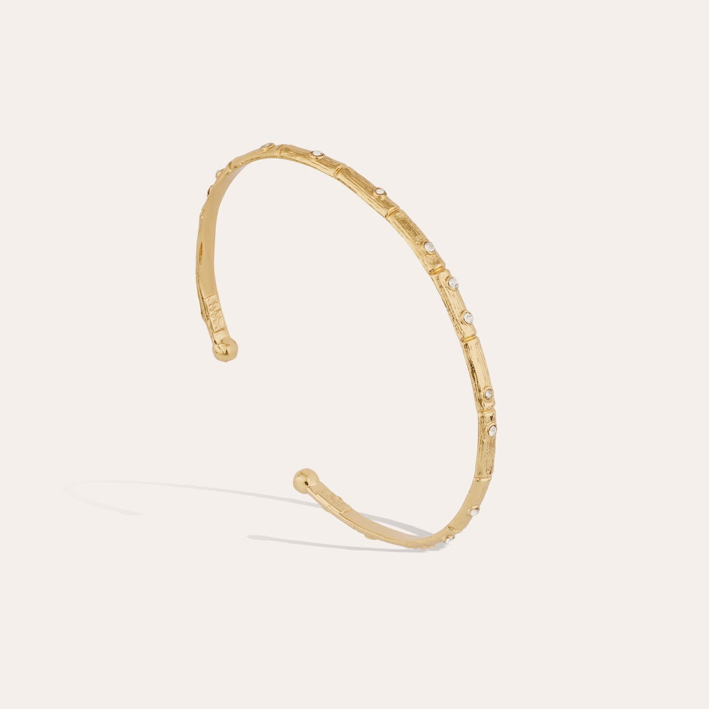 the gold Bambini Strass Bangle bracelet by Gas Bijoux rhinestone crystals bamboo