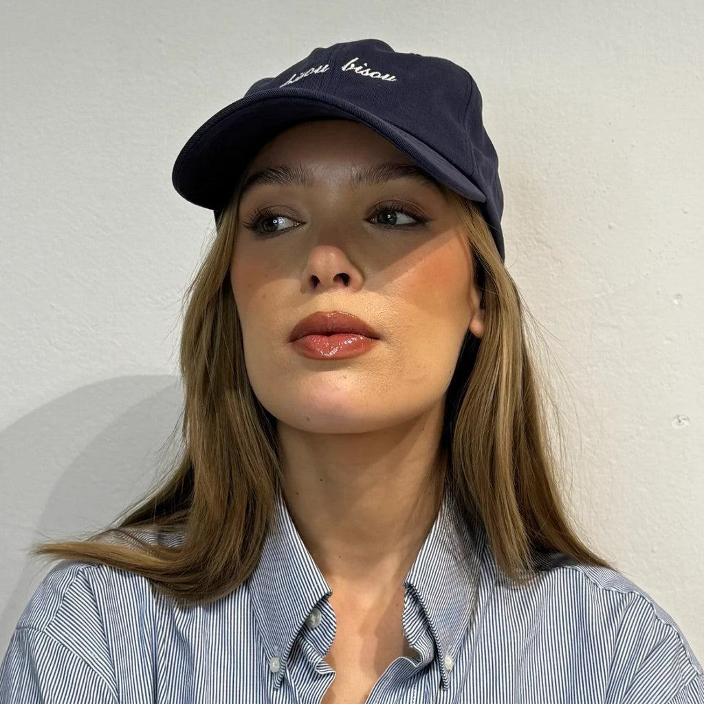 le scarf bisous bisous cap cotton navy blue