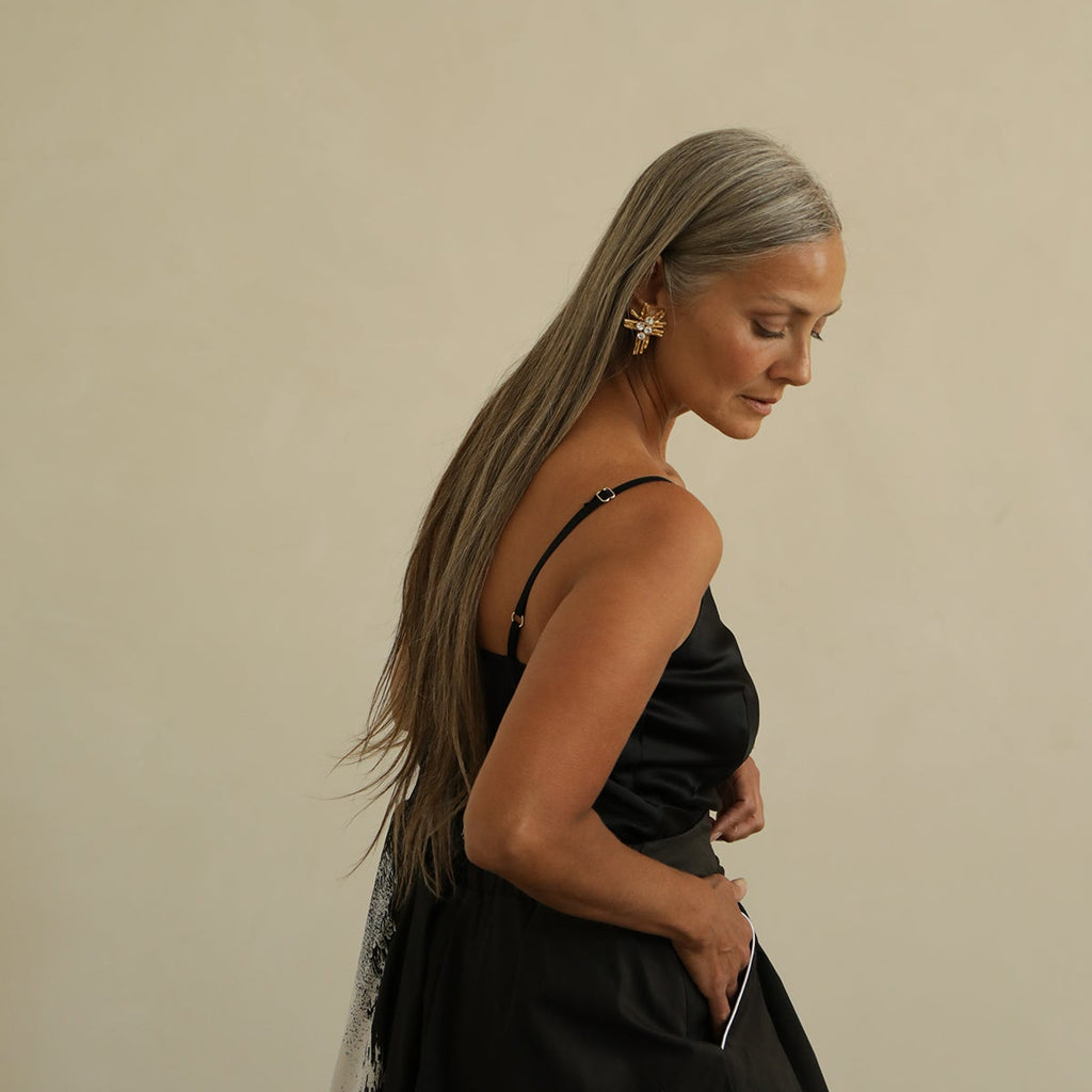 lora gene audrey camisole top in black silk