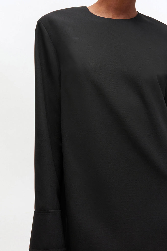 ganni circle collar removable cape mini dress black