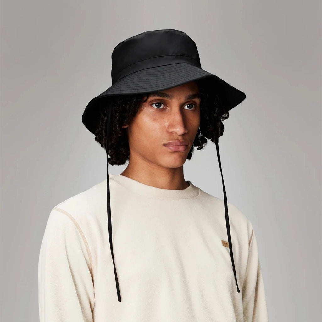 Rains boonie waterproof wide brim hat tie black