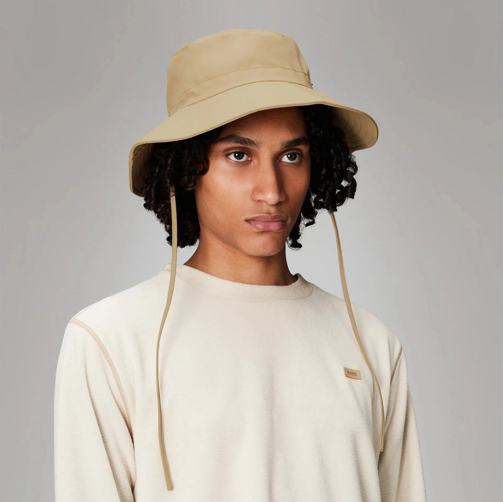 Rains boonie waterproof wide brim hat tie sand beige