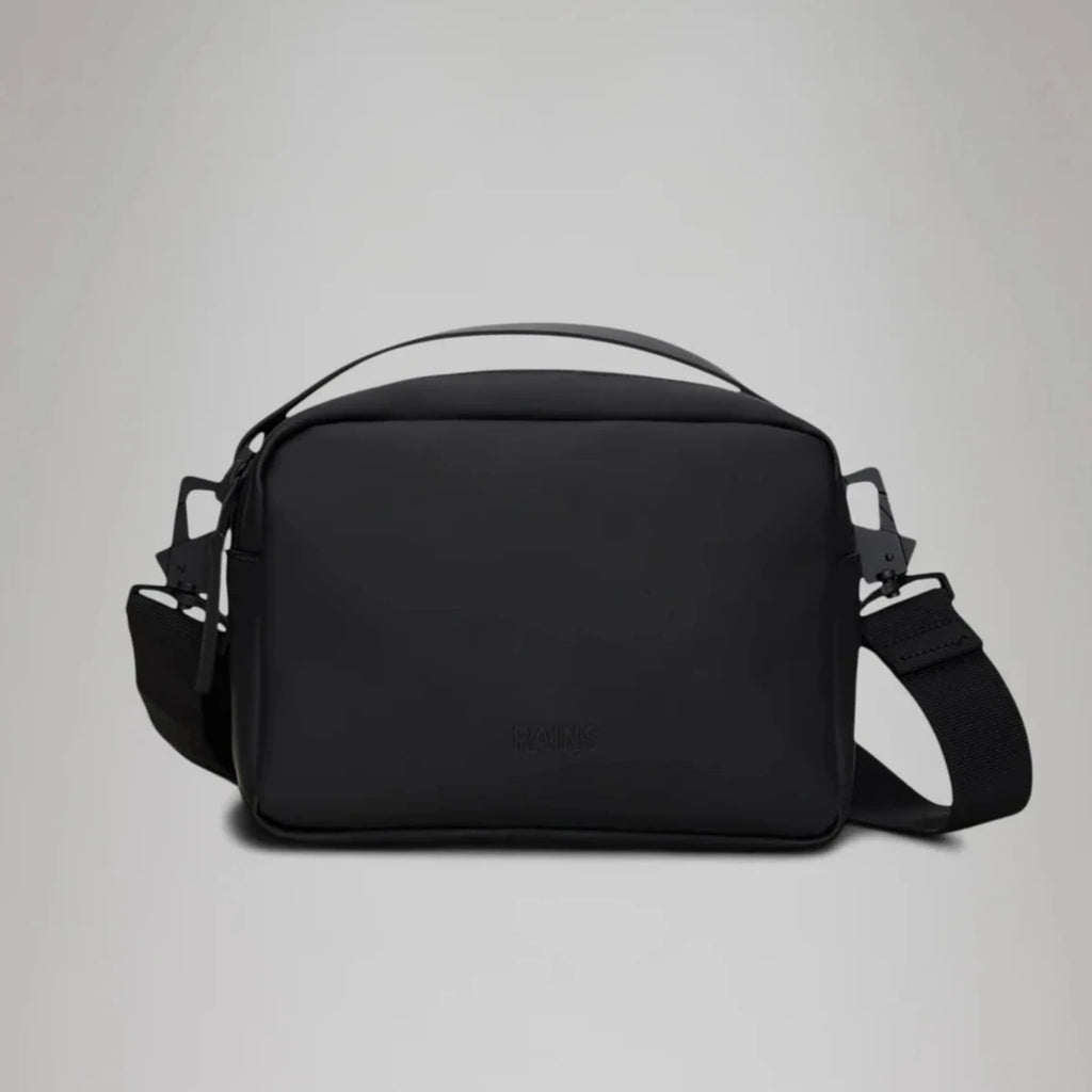 black waterproof box cross body shoulder bag with strap by Rains