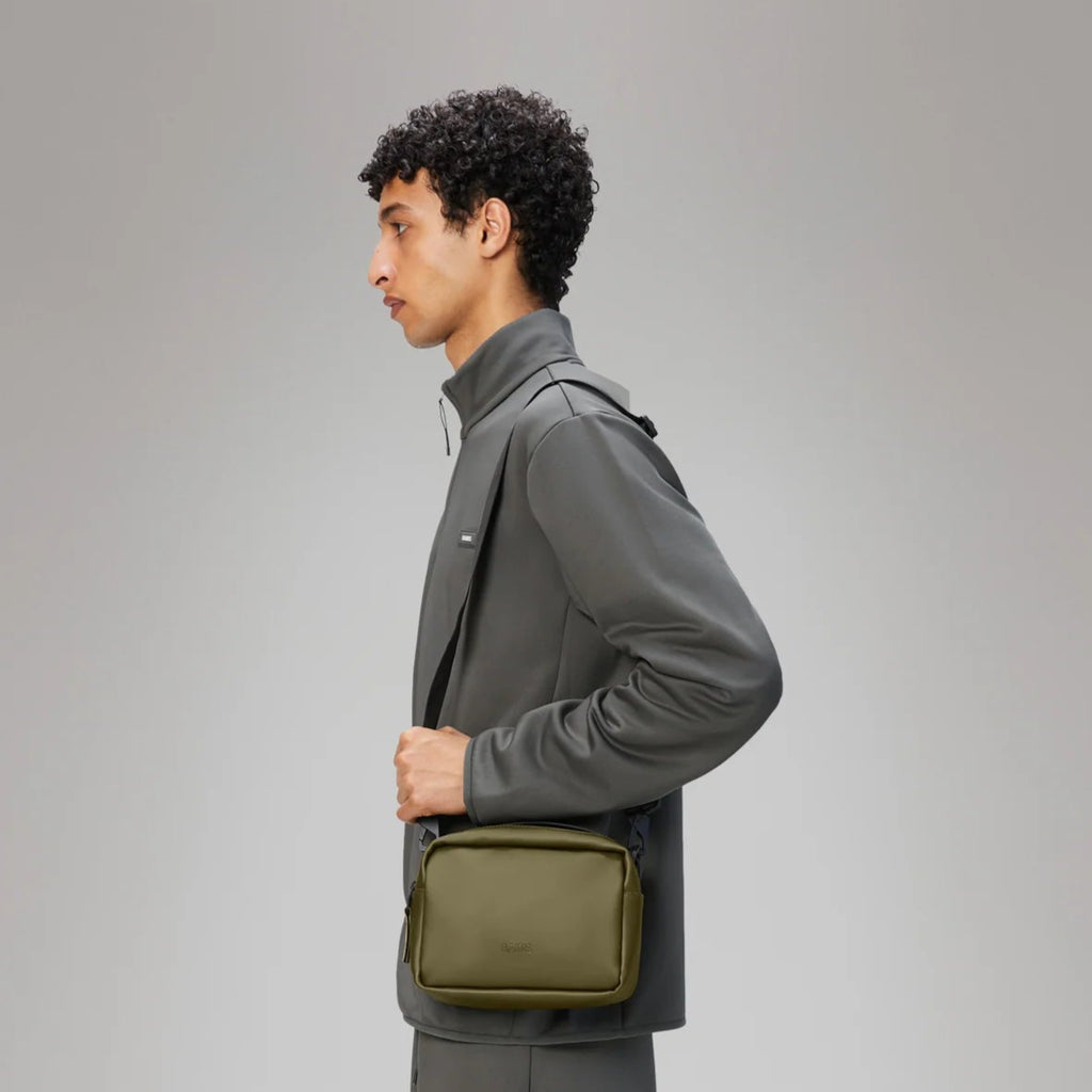 Rains waterproof cross body box bag revel green